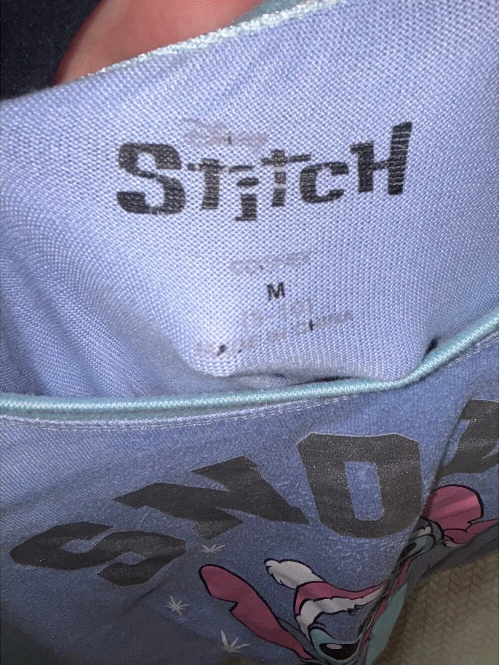 Disney Stitch Snow Much Fun Long Sleeve Sleepwear Top Medium